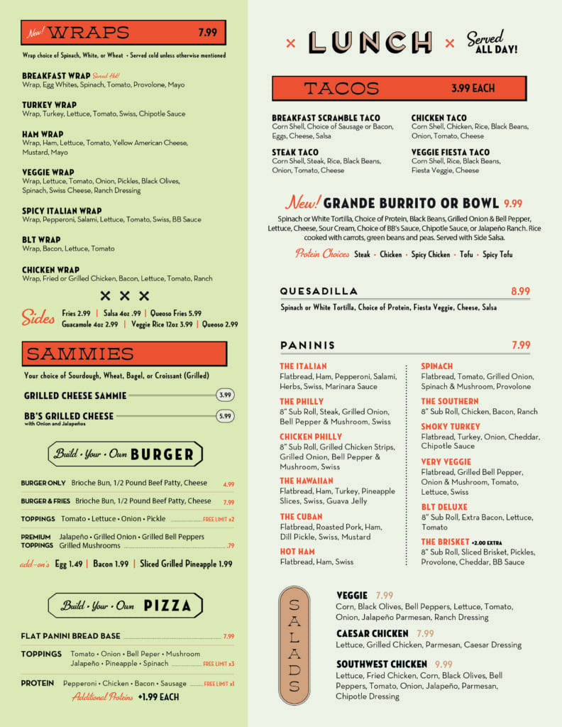 Menu Brunch and Brew